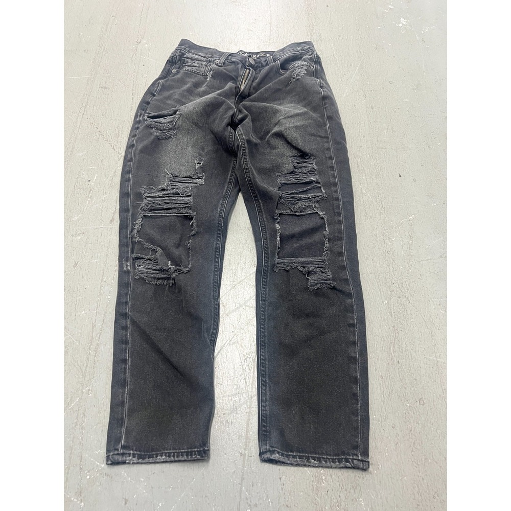 American Eagle Outfitters Jeans Womens‎ 6 Gray Denim Distressed Grunge Skater